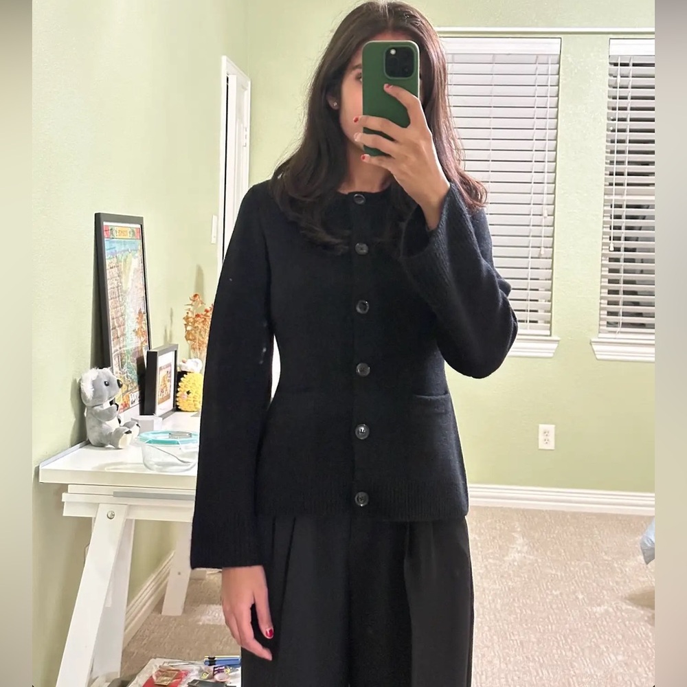 Quince Mongolian Cashmere Structured Cardigan in black size L NWT